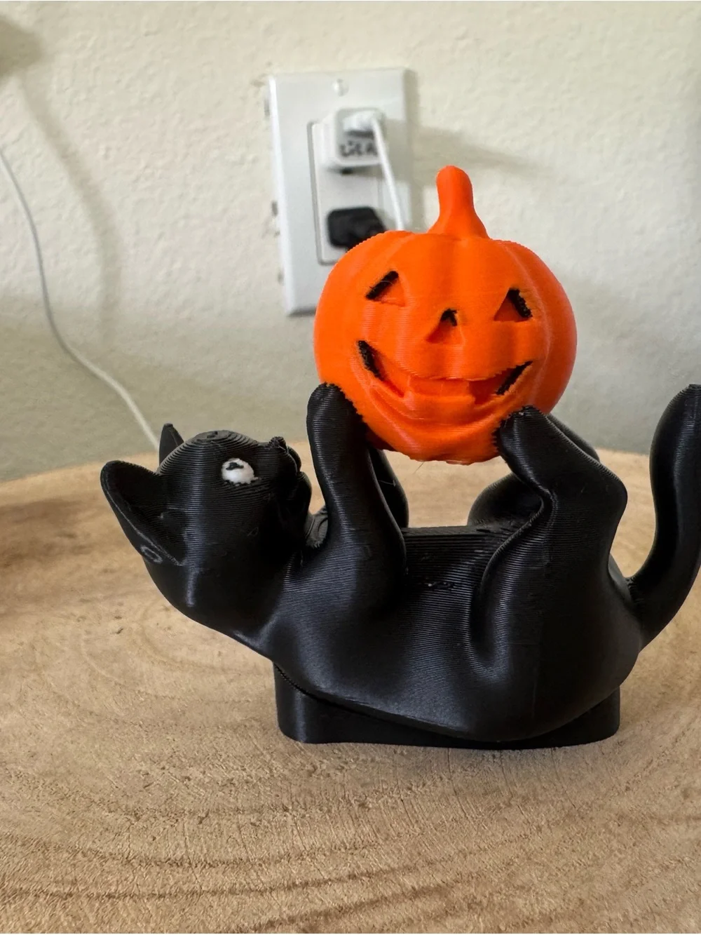 Black Cat with Orange Pumpkin Pet Toy / Decor